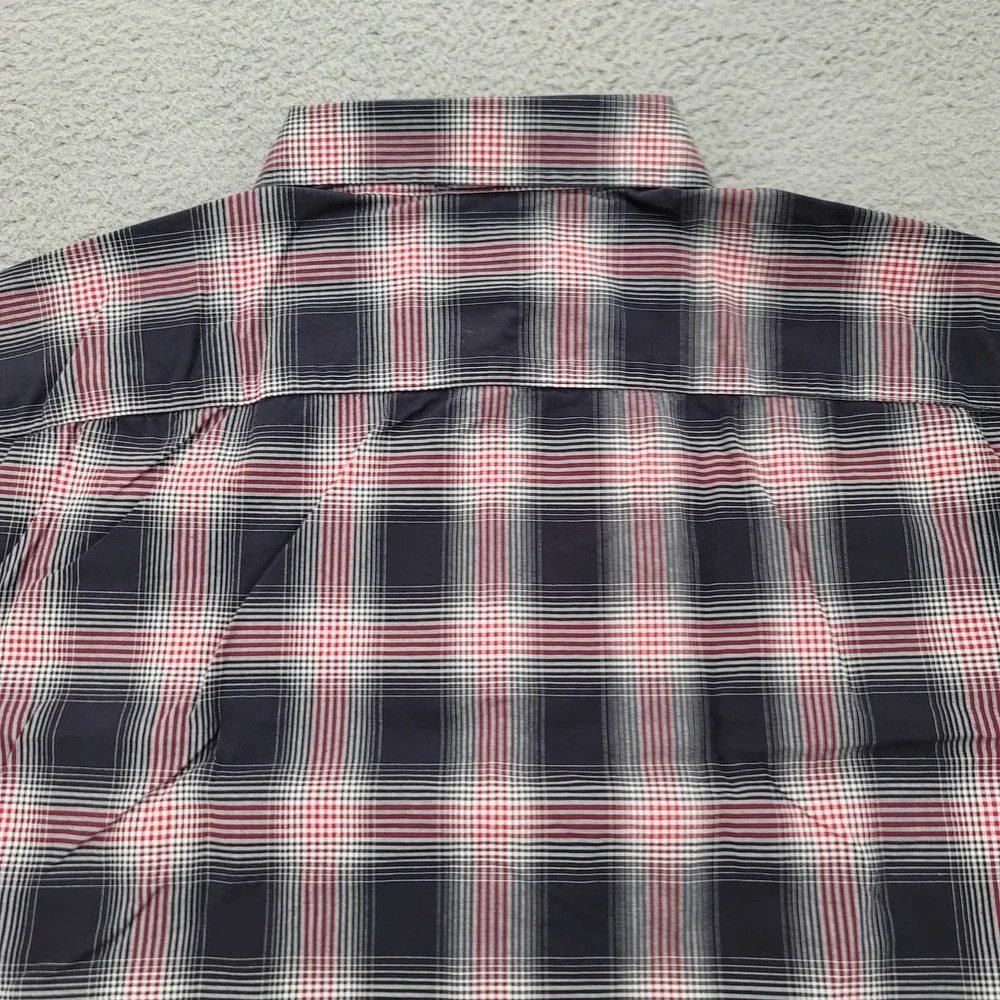 Banana Republic Shirt Mens XL Blue Red plaid Button Up Long‎ Sleeve Classiccore
